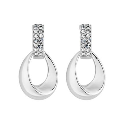 Silver pave double drop earring